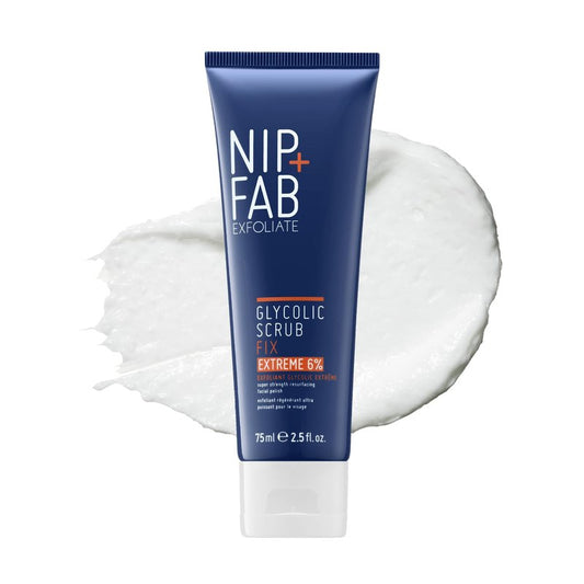 Nip + Fab Glycolic Fix Scrub Extreme (2.5 fl oz) – 6% Glycolic Acid 3-in-1 Facial Exfoliator & Pore Refiner – Deep Cleansing AHA BHA Face Scrub for Brightening & Smoothing