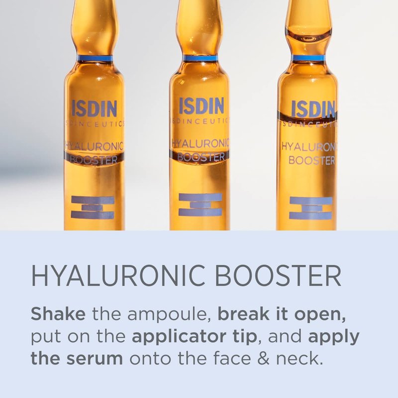 Isdinceutics Intensive Hyaluronic Acid & Peptide Booster - Hydrating Facial Serum in 30 Ampoules, 0.06 FL OZ Each