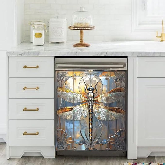 Artistic Dragonfly Dishwasher Magnet Door Cover Sheet 23x26 Inch Dishwasher Magnets Decal Art Refrigerator Magnetic Sticker Kitchen Decor