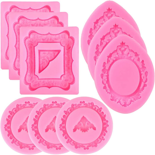 TuNan Vintage Style Silicone Molds - 9 PCS Picture Frames for Cake Decorating & Crafting