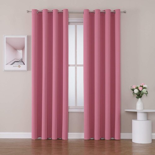 ChrisDowa Blackout Curtains - Thermal Insulated Room Darkening Panels, 102 Inches Long, Pink, 2-Pack
