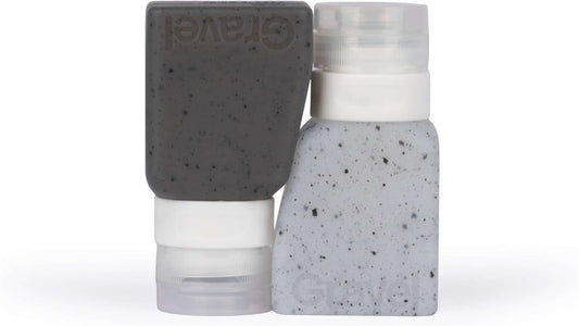 Silicone Travel Bottles for Toiletries - Leakproof, BPA-Free 3oz (2-Pack) | TSA Approved, Clear & Gray