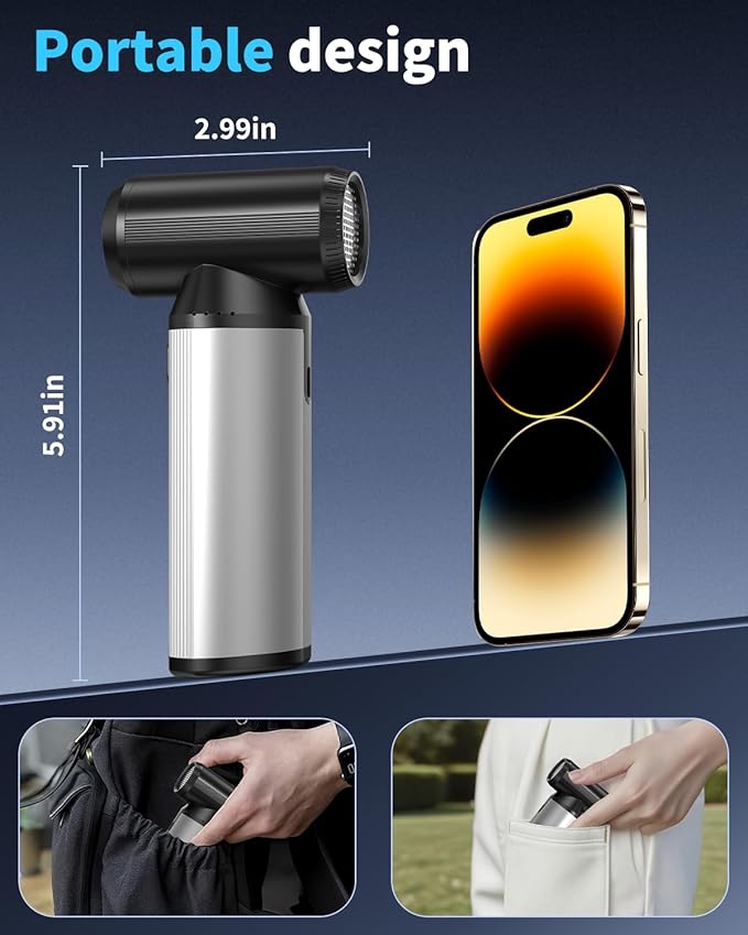 BOBYE Compressed Air Duster, 2-in-1 Blower & Vacuum, 180000RPM Cordless Air Duster with Fast Charging, 3-Gear Adjustable Mini Blower for Keyboard, PC, Car, and Home Cleaning