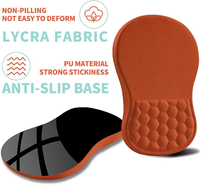 Kuosgm Ergonomic Mouse Pad Wrist Support with Memory Foam Massage Bulge, Carpal Tunnel Pain Relief Mousepad Wrist Rest for Mouse(12x8 inch, Orange)