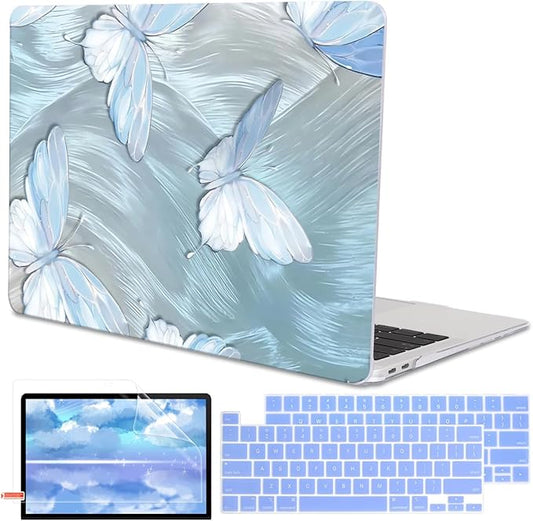 LCMOCICO for MacBook Pro Case 13 inch 2022 2021 2020-2016 A2338 M2/M1 A2251 A2289 A2159 A1989 A1706 with Touch ID, Plastic Hard Shell Keyboard Cover Screen Film Webcam Cover, Tin Foil Butterfly