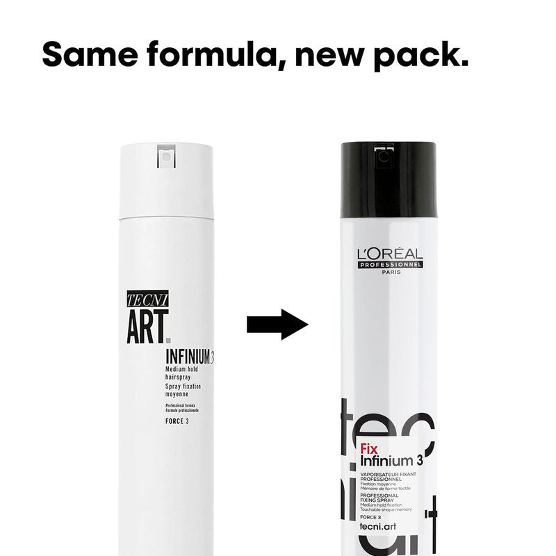 L'Oréal Professionnel Paris Fix Infinium 3 - Medium Hold Hairspray For Lasting Shape and Shine, Reduces Frizz Without Stiffness