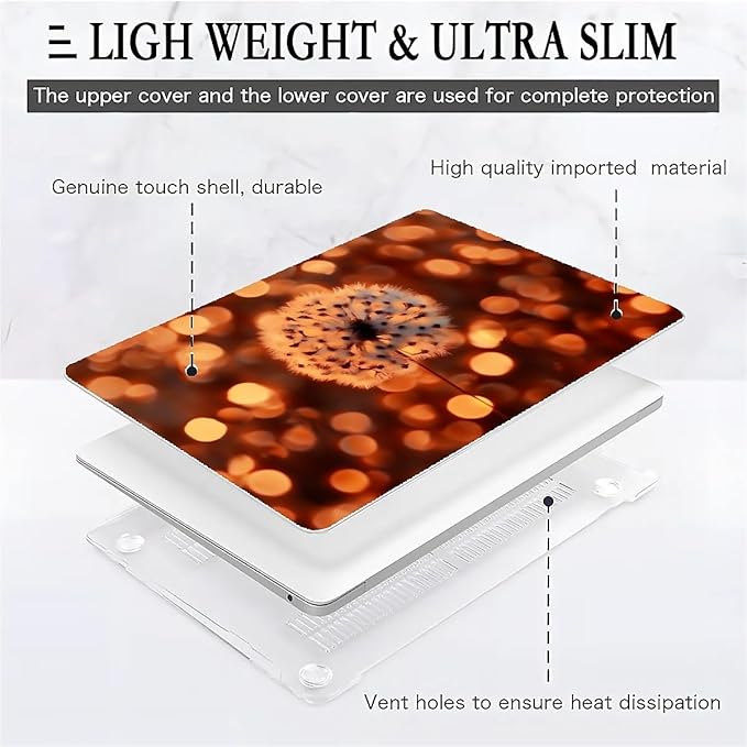 COTAIL Compatible with MacBook Air 13.3 13.6 Inch Case 2022 2021 2020 2019 Plastic Hard Shell Case Cover,13.3 Pro(A1706/A1708/A1989/A2159/A2289/A2338), Dandelion