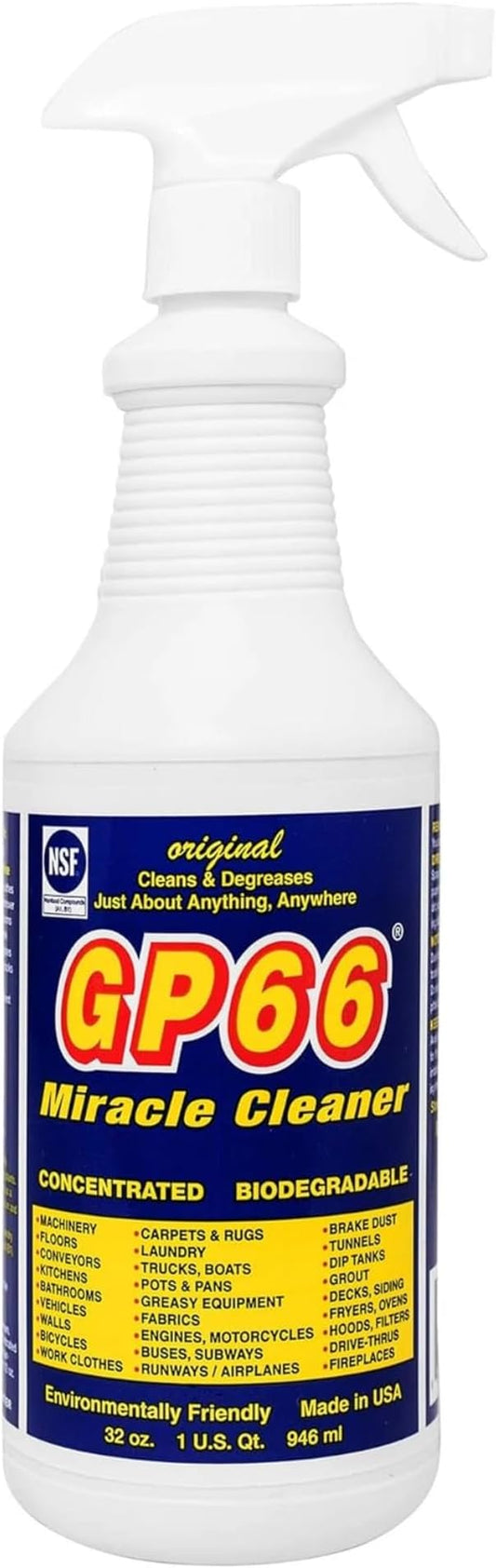 GP66 Green Miracle Cleaner Super Size (32 oz) – Powerful American Made All-Purpose Cleaner, Heavy Duty Concentrated Formula Cleans Kitchens, Bathrooms, Laundry, Ovens, Floors, Engines & More