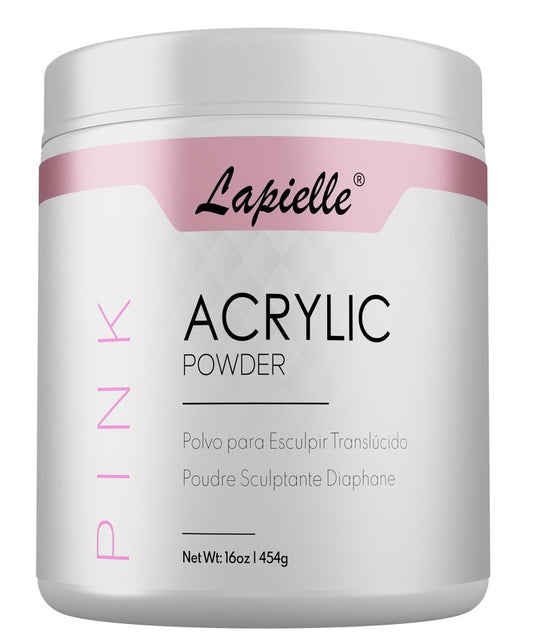 Lapielle Professional Acrylic Powder for Nail Art. Long-lasting, Large capacity and quick dry. Quality Salon Manicure Nail extension (16oz - 1lb - 454g) PINK