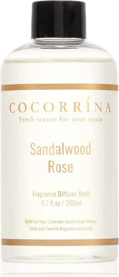 COCORRÍNA Reed Diffuser Refill - Sandalwood Rose 6.7 Fl. Oz with 8 Sticks for Lasting Fragrance
