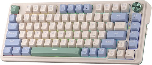 Redragon K673 PRO 75% Wireless Gasket RGB Gaming Keyboard, 3-Modes 81 Keys Compact Mechanical Keyboard w/Hot-Swap Socket, Dedicated Knob Control & Sound Absorbing Pads, Linear Red Switch