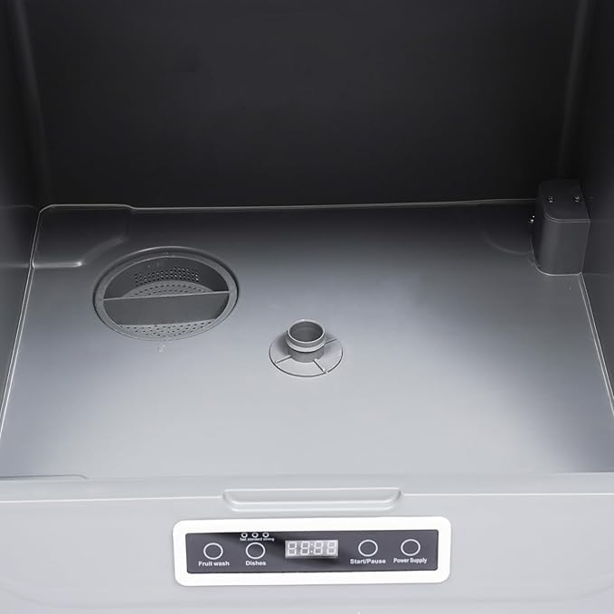 800W Portable Countertop Dishwasher, No Installation Needed, Mini Dish Washing Machine with 8L Water Tank, Compact White Dishwasher for 4-6 Sets Tableware,IPX1,0.02-1.00Mpa