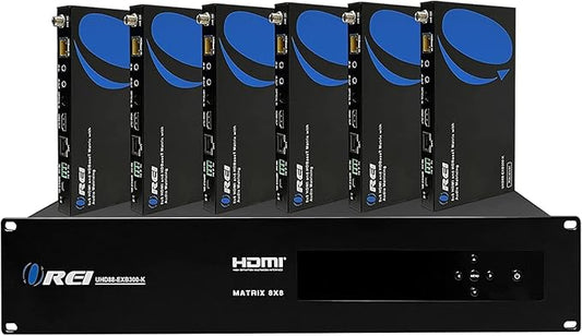 OREI 8x16 HDMI Matrix Switch 4K@60Hz with HDBaseT – 8 Input 16 Output HDMI Matrix Extender up to 300ft, HDR, Dolby Vision, 4K to 1080p Downscaling, IR, RS-232, LAN