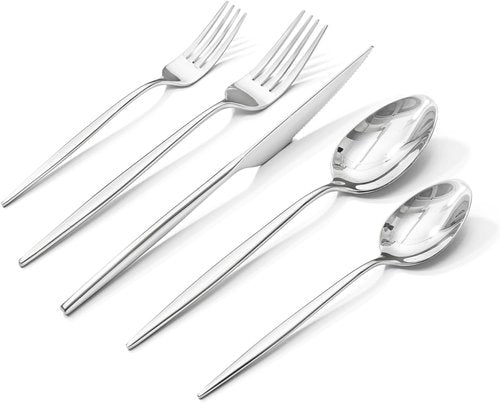 KINGSTONE 60-Piece Silverware Set - Premium 18/10 Stainless Steel Cutlery for Home & Weddings