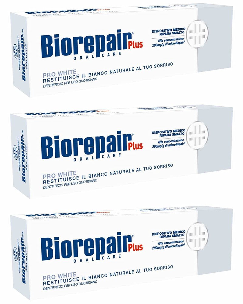 Biorepair Pro White Daily Toothpaste - 2.54 Fluid Ounces (75ml) Tubes (Pack of 3) [ Italian Import ]