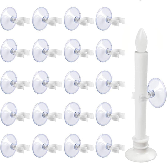 Window Candle Suction Cups Clamp - Secure Holder for Electric Candles - 20-Pack for Christmas Decor