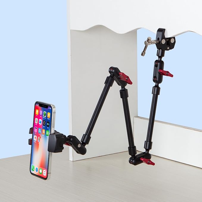 GOINWAVE Magic Arm Camera Mount, 32" Aluminum Articulating Arm with Desk Clamp & Standard 1/4" Screw, Heavy Duty Overhead Tablet Stand for Video Recording, Live Streaming, Vlogging