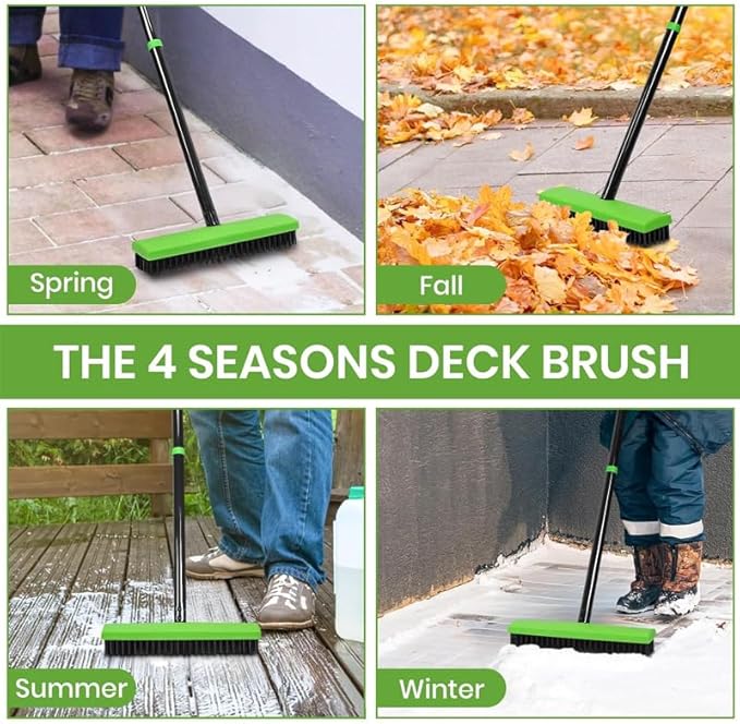 3-in-1 Weed Brush Tool Set, Adjustable Long Handle Crack Weeder & Moss Remover for Driveway, Patio, Sidewalk - Stainless Steel Crevice Cleaning Kit (1 Set)