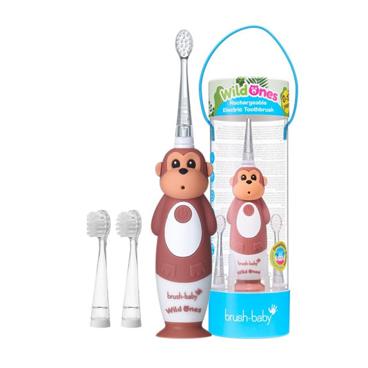 BrushBaby - WildOnes - Kids Rechargeable Electric Toothbrush, Ages 0-10 - Koala Design with Flashing Lights - DeepClean Bristles for Superior Cleaning - 2 Replacement Brush Heads, 1 USB Cable