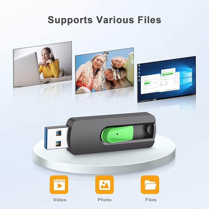Aiibe 128GB USB 3.1 Flash Drive 5 Pack Thumb Drive 128GB USB Drive Retractable Jump Drives Upgraded 150MB/s Memory Stick Multipack (Cyan, Green, Purple, Red, Yellow)
