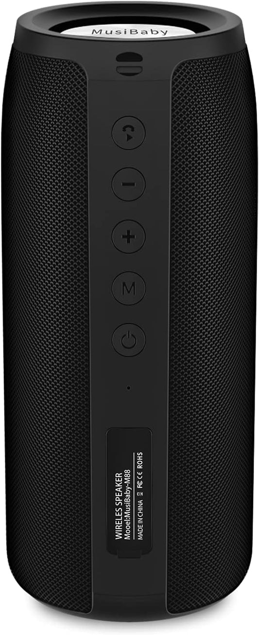 Musibaby Bluetooth Speaker, M88 Speakers,Dual Pairing, Bluetooth 5.3,Loud Stereo Sound,Booming Bass,30H Playtime for Home& Outdoor Party,Beach,Portable Speaker,Gifts(Black)