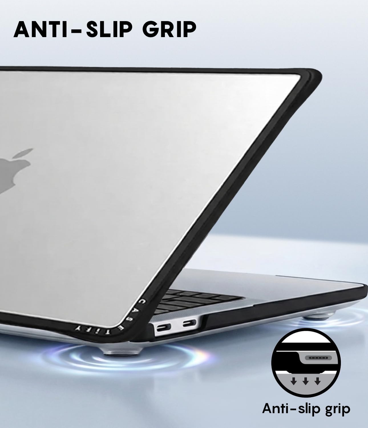 CASETiFY Impact MacBook Air 13" (M1/Intel) Case [Cushioned Impact Corners/Scratch-Resistant/Anti-Slip Grip] - Work Hard Black - Clear Black