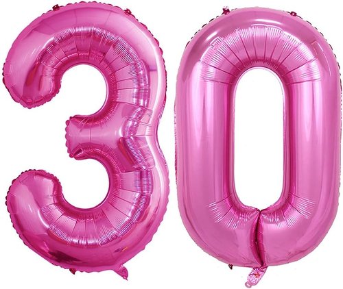 GOER Jumbo 30 Inch Hot Pink Foil Balloons - Perfect for 30th Birthday & Anniversary Celebrations