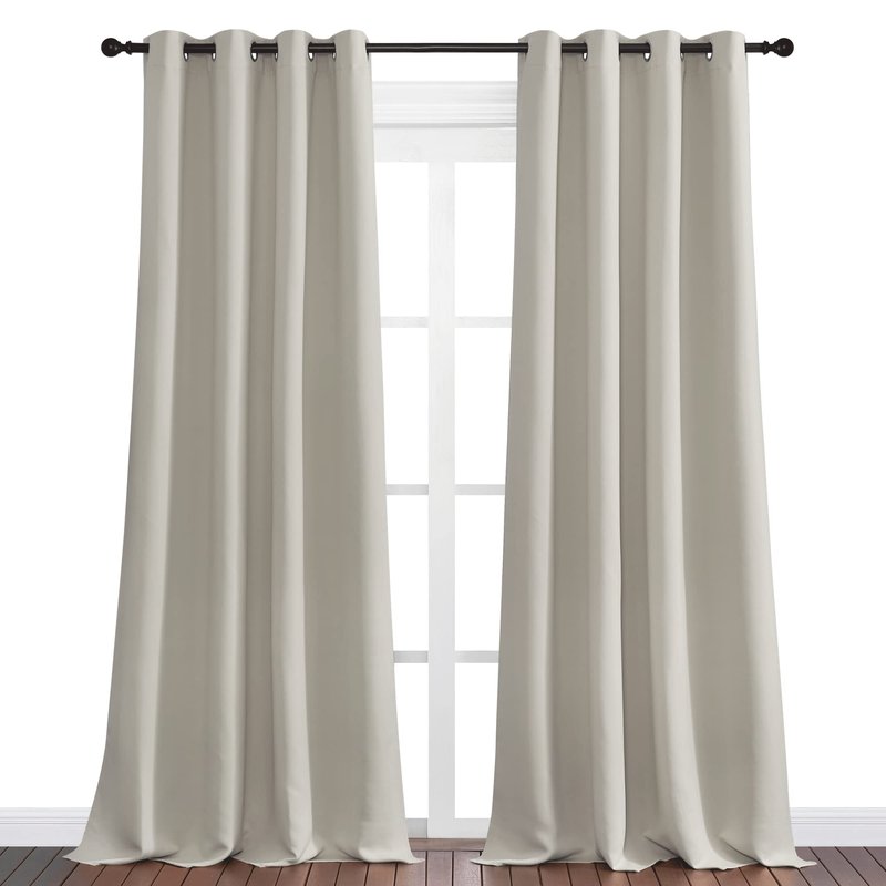 NICETOWN Natural Room Darkening Curtains 90" Long for Boho Farmhouse Home Decoration, Window Treatment Total Privacy Drape Panels for Bedroom Guest Room (55" Wide, Set of 2)