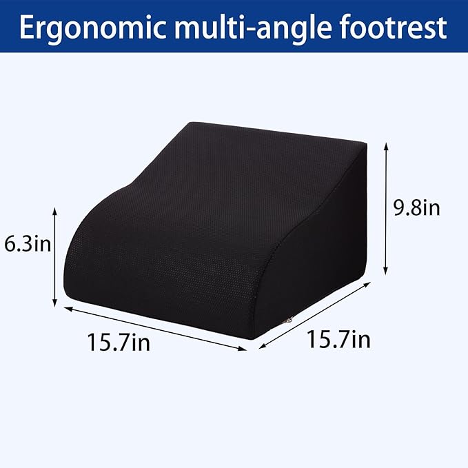 Opuvidity Foot Rest for Under Desk at Work, Ergonomic Under Desk Footrest with Washable Cover for Office, Home & Gaming Leg Elevation Pillow Black