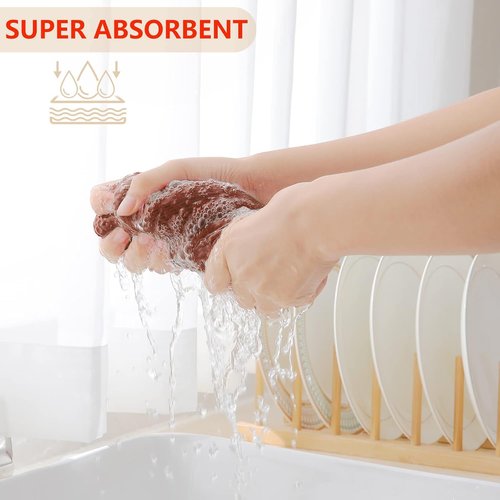 Homaxy 100% Cotton Dish Cloths - Ultra Soft, Absorbent & Quick Drying | 12x12 Inches, 6-Pack, Rust
