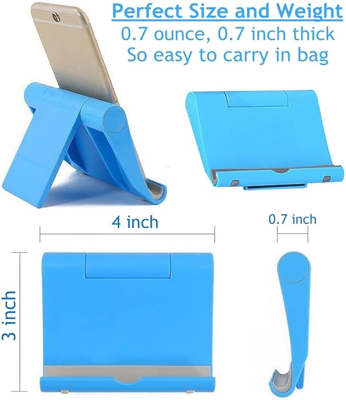 JUSDIQIR Portable Adjustable Cell Phone Stand, 2 Pack, Universal Fit for Desktop, Tablet, Compatible with Most Phones & Devices (Purple+Blue)