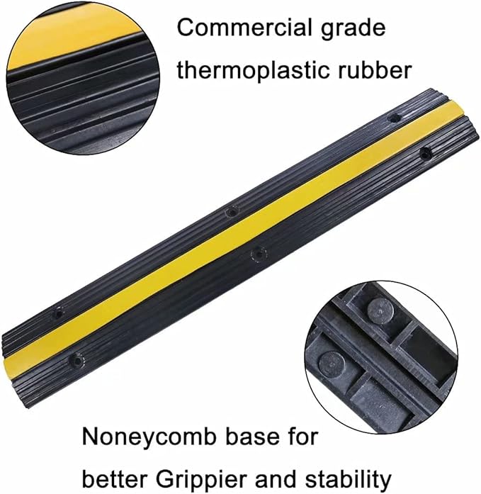 YONSHENG Rubber Cable Ramp Cord Cover Cable Protector Ramps Wire Hose Protective 1 Channel 22000Lbs Load Capacity Traffic Speed Bump for Asphalt Concrete Gravel Driveway Indoor Outdoor, 5 Pack