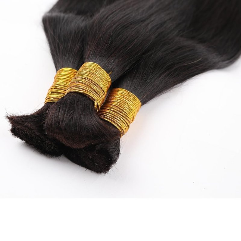 Human Braiding Hair Extensions - 20 Inch Straight Bulk Virgin Hair for Boho Braids | Natural Black, 100g