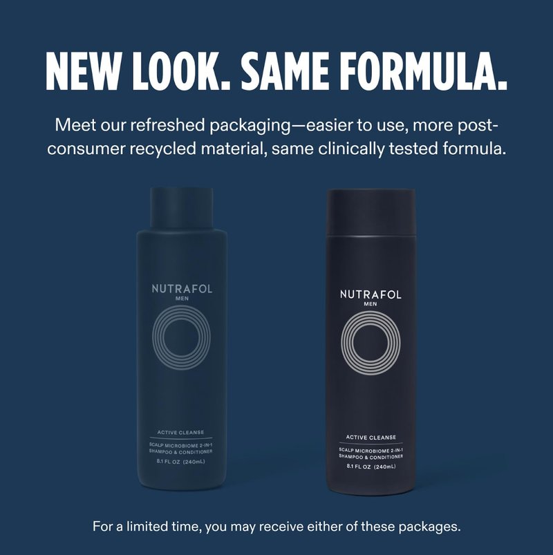 Nutrafol Men's Shampoo and Conditioner 2-in-1, Cleanses, Hydrates, Unclogs Pores, Improves Hair Volume & Strength, Physician-formulated for Thinning Hair, Color Safe, Sulfate Free - 8.1 Fl Oz Bottle