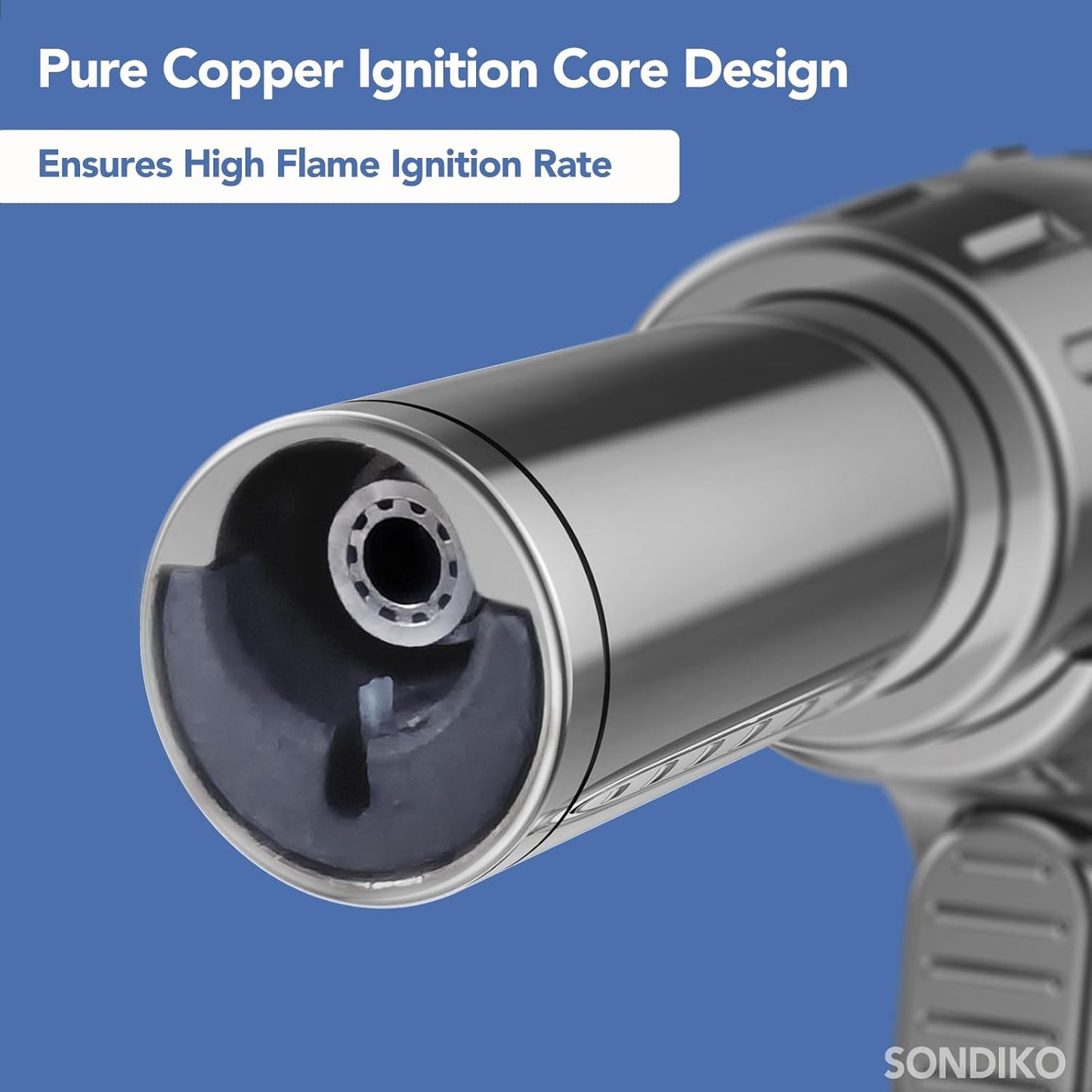 Sondiko Dual Style Butane Torch Lighter - Adjustable Flame Size & Continuous Lock for Cooking | Refillable