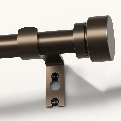 Lootkell Modern Brown Curtain Rods - Adjustable 48 to 84 Inches, Heavy Duty 1" Diameter with Decorative Finials for Farmhouse Style