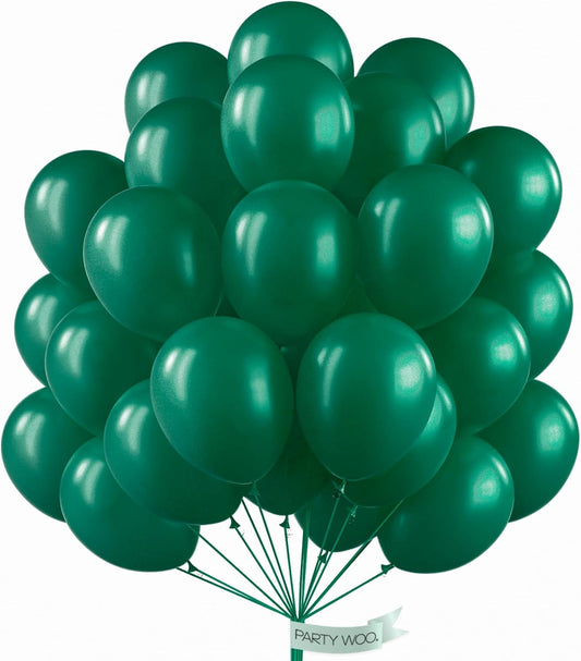 PartyWoo Dark Green Balloons - 50 Pcs 12 Inch Pearl Emerald Forest Green for Baby Shower & Birthday Decor