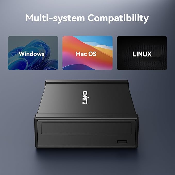 5.25" Blu-Ray/CD/DVD SATA Drive Enclosure with USB A/C 3.0,5.25 Drive Enclosure with 3 USB-A Ports,Optical Drive Enclosure fit any drive depth up to 171mm,Aluminum Alloy(Optical Drive not Included)