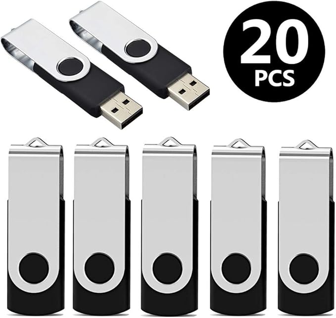 Flash Drives 32GB, Aiibe 20 Pack 32 GB Flash Drive Bulk USB Flash Drives 32GB USB 2.0 Thumb Drive Swivel Memory Stick USB Drive (Black)