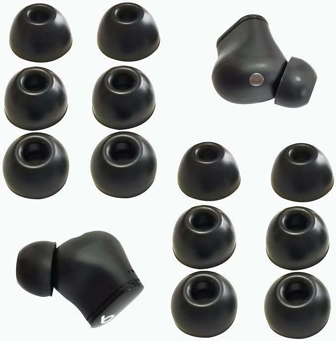Silicone Ear Tips for Beats Studio Buds - Replacement Tips for Beats Earbuds, Fit Pro, Solo Buds, PowerBeats Pro 2, 6 Pairs (Black, S/M/L)