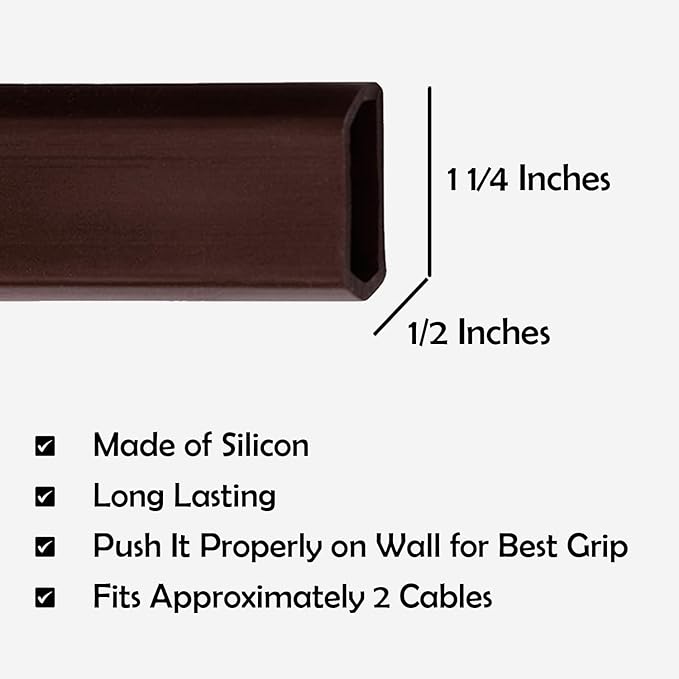 TV Cord Hider – Flexible Wall Cord Cover Slim Design Silicone Cable Raceway - Self Adhesive, Cut to Size Design for Hiding Wires on Wall - Clean Home Setup Cable Concealment (Dark Brown, 10 Feet)