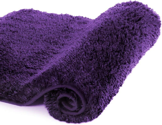 Walensee Non-Slip Bath Mat - Soft Microfiber Shaggy Rug, Water Absorbent | 16 x 24, Dark Purple