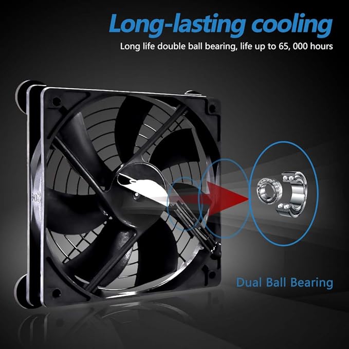 SCCCF USB Dual 120mm Quiet Fan, 5V USB Portable Cooling Fan for Flat Panel TV Receiver Router DVR PlayStation Xbox Computer Cabinet Cooler