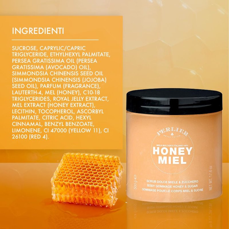 Perlier Honey Body Scrub - Exfoliating Sugar & Honey Formula | 500g - Made in Italy