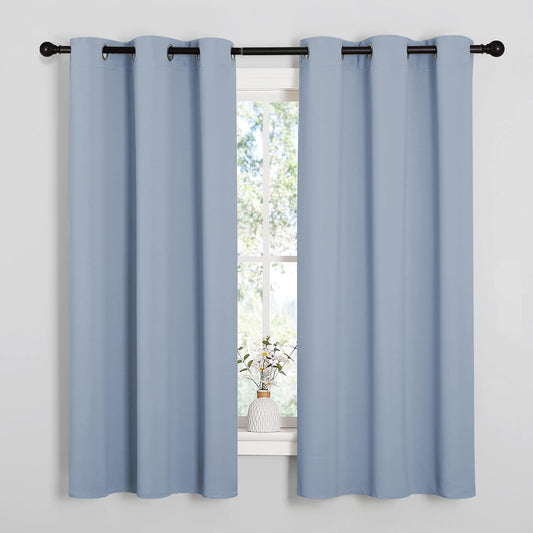 NICETOWN Vintage Blue Blackout Curtains - Thermal Insulated Drapes for Small Windows | 54" Length, 34" Wide, 2 Panels