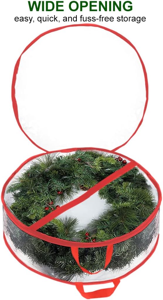ProPik Christmas Wreath Storage Bag - 30" Waterproof Clear PVC Container | 2-Pack Holiday Wreath Holder