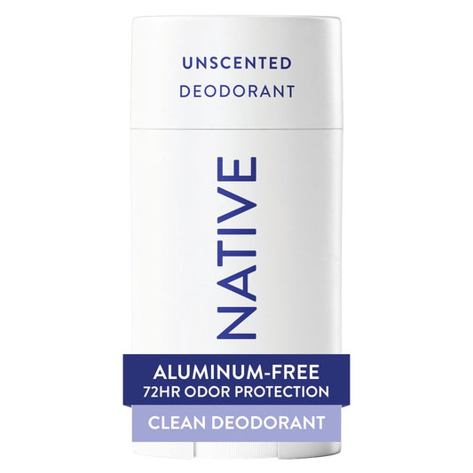 Native Deodorant Contains Naturally Derived Ingredients, 72 Hour Odor Control, Deodorant for Women and Men, Aluminum Free, Unscented 2.65oz