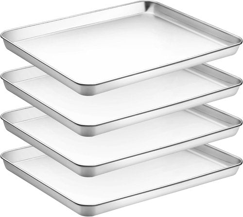 CEKEE Baking Sheet Set - Stainless Steel Cookie & Baking Pan Trays | Non-Toxic, Rust-Free, 16x12 Inch