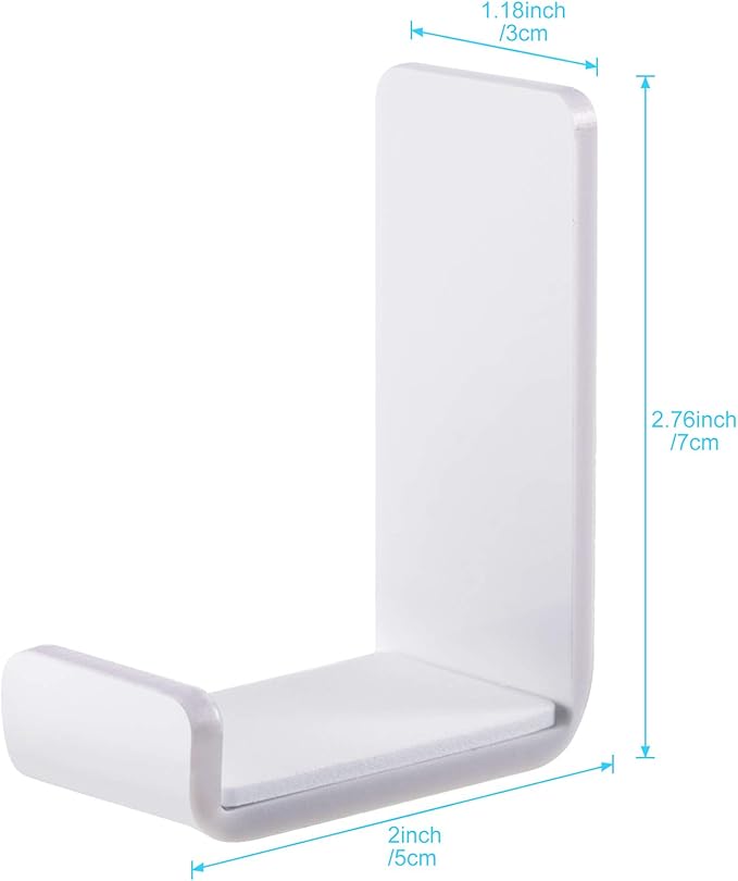 Weewooday 4 Pieces Headphone Hanger Headset Stand Holder Adhesive Wall Mount Headphone Hook for Desk Acrylic Gaming Earphones Hanger with Glues for Earphone Controller(White)