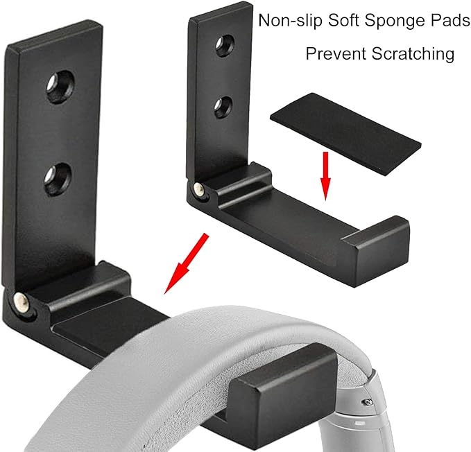 Latomex Folding Coat Hooks, Foldable Wall Hooks for Hanging Aluminum Alloy Cloth Hanger Coat Hanger Headphones Holder Headset Wall Hanger Hook- Pack of 6 (Black)
